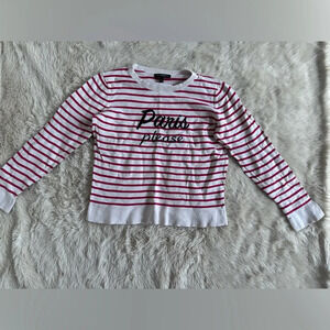 Banana Republic Paris Please Red and White Striped Long Sleeve Sweater Size L